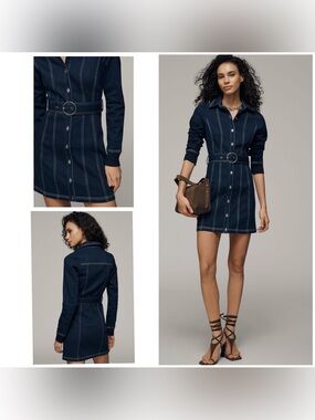NWT Anthropologie Pilcro Denim Long-Sleeve Mini Shirtdress